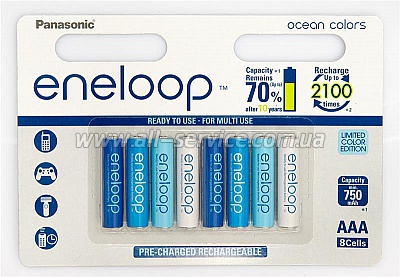 Аккумулятор Panasonic eneloop AAA 750 8HH mAh NI-MH Ocean Colors (BK-4MCCE/8SE) Аккумулятор Panasonic eneloop AAA 750 8HH mAh NI-MH Ocean Colors (BK-4MCCE/8SE)