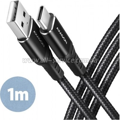 ���� ������ USB 2.0 AM to USB-C 1.0m black AXAGON (BUCM-AM10AB)