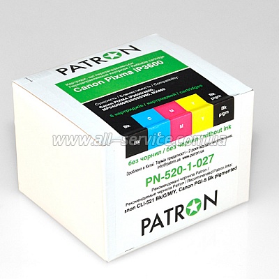Перезаправляемый картридж CANON PIXMA iP3600 (Комплект 5 шт) (PN-520-1-027) PATRON Перезаправляемый картридж CANON PIXMA iP3600 (Комплект 5 шт) (PN-520-1-027) PATRON
