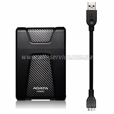  1TB ADATA HD650 2.5" USB 3.1 Durable Black (AHD650-2TU31-CBK)