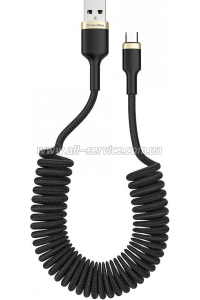 ���� ������ USB 2.0 AM to Micro 5P 1.0m spiral black ColorWay (CW-CBUM051-BK)