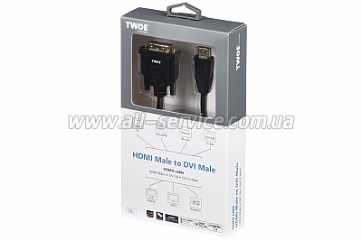  2E HDMI - DVI, 24+1, 1.8m, Black (2E-W1701)