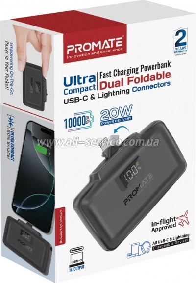 ������� ������������� Promate 10000mAh PD/ 20W (powerup-10duo.black)