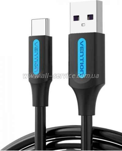 ���� ������ USB 2.0 AM to USB-C 0.5m 5.0A 25W PVC black Vention (CORBD)
