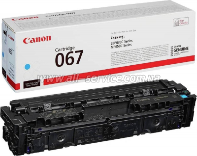   Canon 067 Canon MF650 Series/ MF651/ MF655/ 657/ LBP630 Series/ LBP631/ LBP633/ 5101C002 Cyan