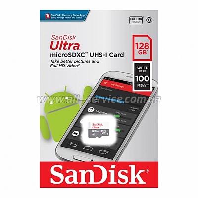   SanDisk 128GB microSDHC C10 UHS-I R100MB/s Ultra (SDSQUNR-128G-GN6MN)