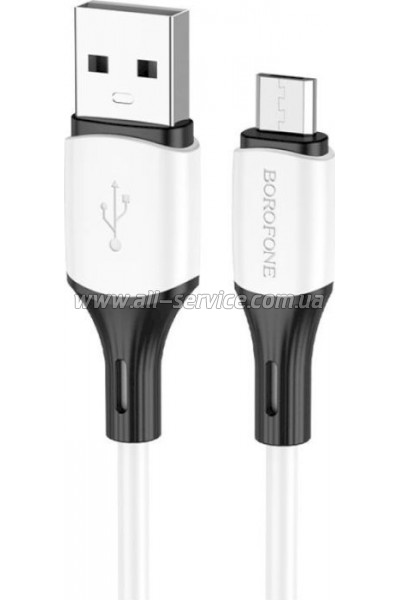 ���� ������ USB 2.0 AM to Micro 5P 1.0m 2.4A silicone BX79 white BOROFONE (6974443384772)