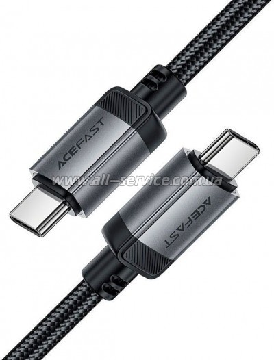 ���� ������ USB-C to USB-C 1.2m 3A aluminum alloy C20-03 Black Acefast (6974316283775)